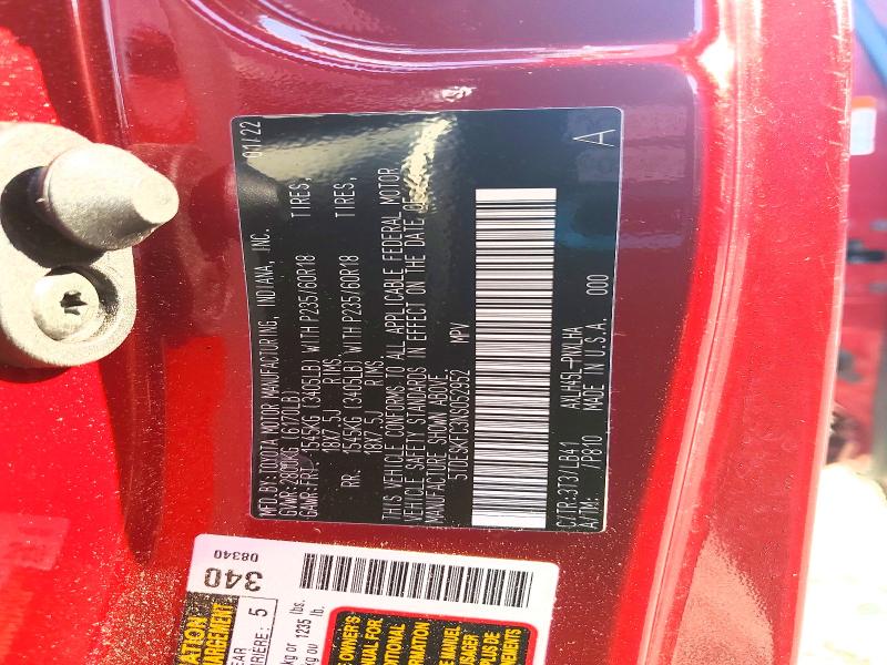 Aukcja sprzedaży 2022 Toyota Sienna, vin: 5TDESKFC3NS052952, numer aukcji: 65168506