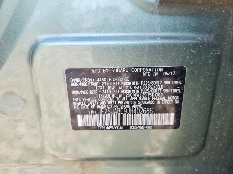 66279166 :رقم المزاد ، JF2SJABC9JH402686 vin ، 2018 Subaru Forester مزاد بيع
