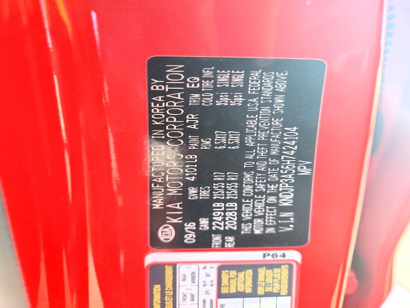 Продаж на аукціоні авто 2017 Kia Soul, vin: KNDJP3A56H7424104, номер лоту: 64832156