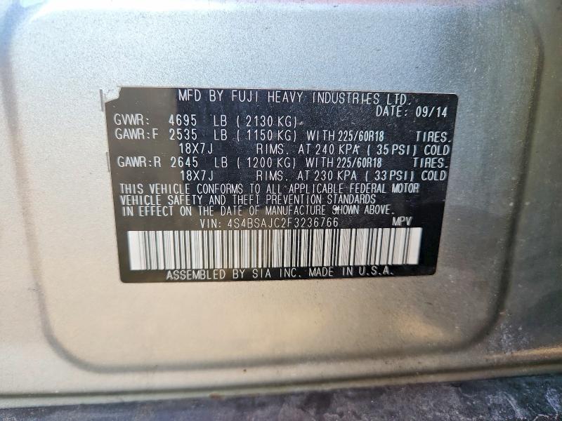 Aukcja sprzedaży 2015 Subaru Outback, vin: 4S4BSAJC2F3236766, numer aukcji: 65669776