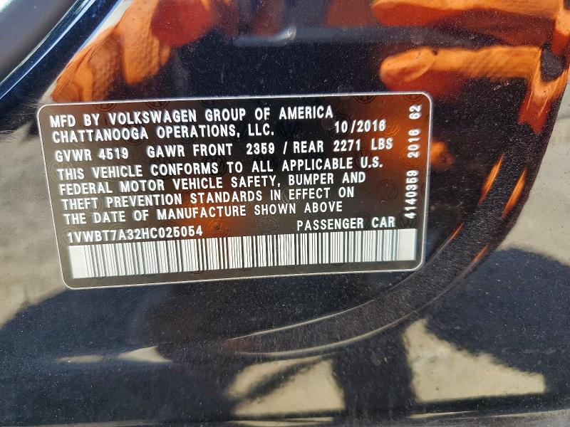 Продаж на аукціоні авто 2017 Volkswagen Passat, vin: 1VWBT7A32HC025054, номер лоту: 64666796