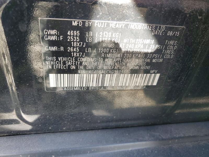 Продажа на аукционе авто 2016 Subaru Outback, vin: 4S4BSALCXG3209880, номер лота: 66211126