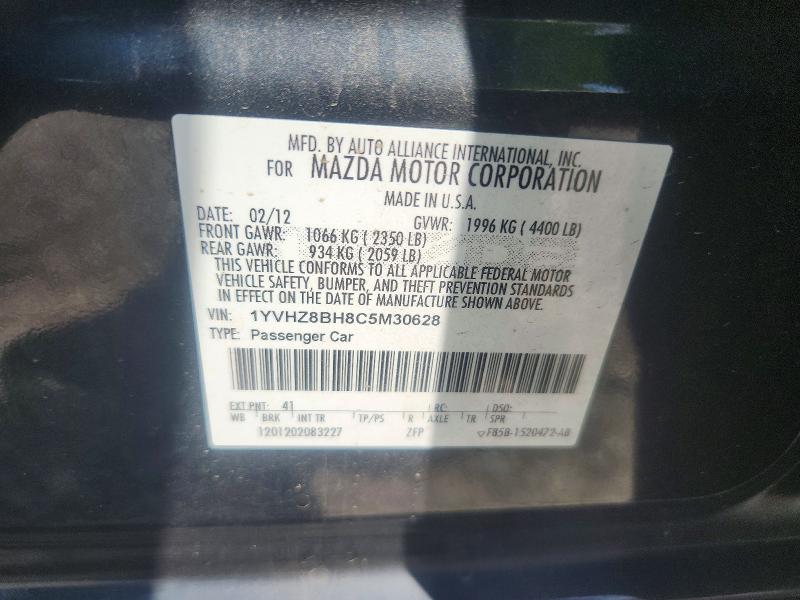 2012 Mazda 6 მანქანა იყიდება აუქციონზე, vin: 1YVHZ8BH8C5M30628, აუქციონის ნომერი: 63707286