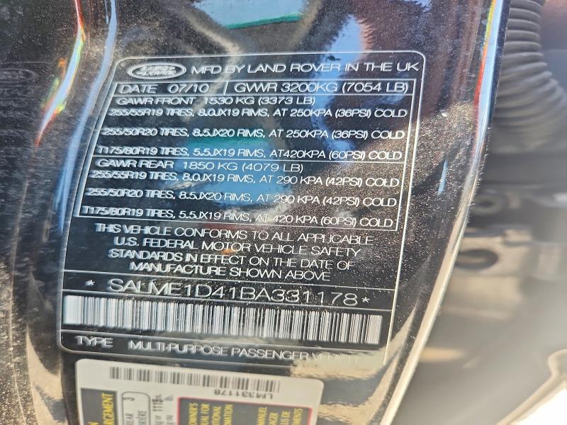 Продаж на аукціоні авто 2011 Land Rover Range Rover, vin: SALME1D41BA331178, номер лоту: 64318476