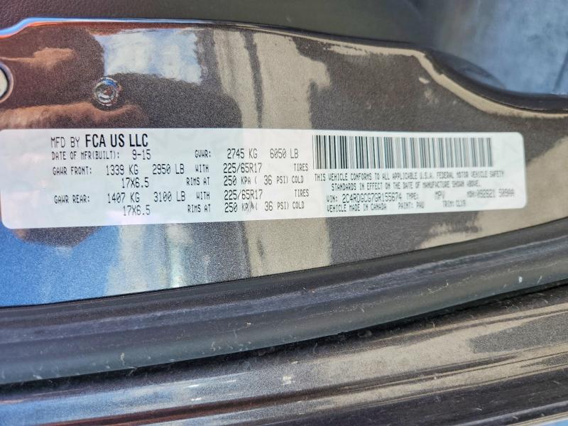 66253676 :رقم المزاد ، 2C4RDGCG7GR155674 vin ، 2016 Dodge Grand Caravan مزاد بيع