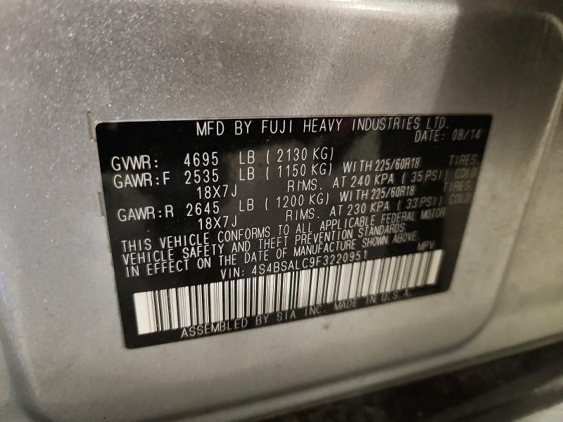 Продажа на аукционе авто 2015 Subaru Outback, vin: 4S4BSALC9F3220951, номер лота: 66059276
