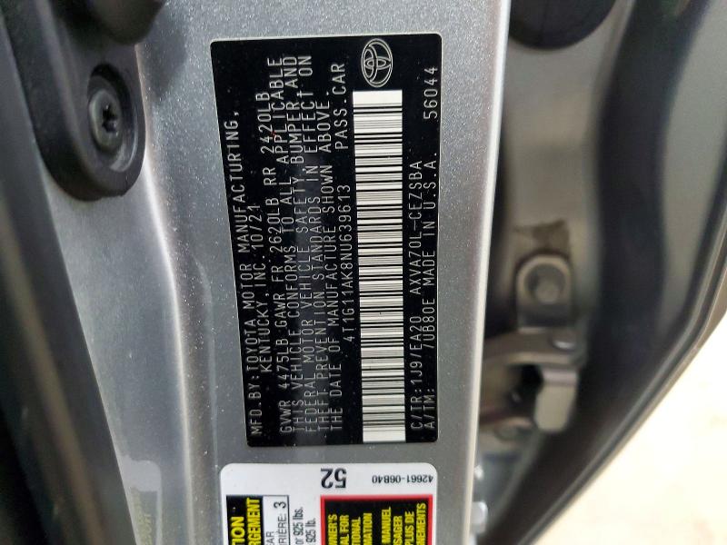 Продажа на аукционе авто 2022 Toyota Camry, vin: 4T1G11AK8NU639613, номер лота: 65719826