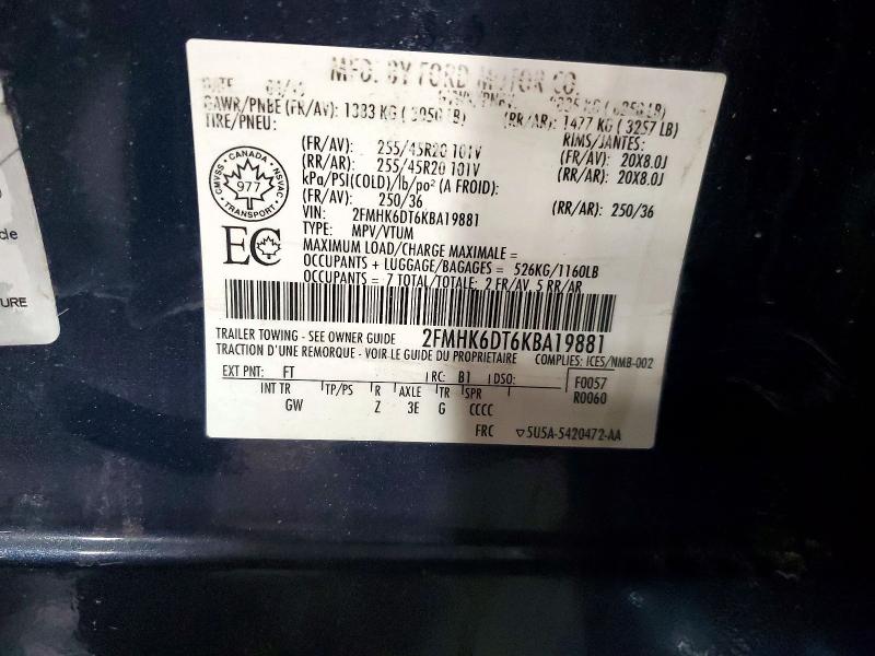 Продаж на аукціоні авто 2019 Ford Flex, vin: 2FMHK6DT6KBA19881, номер лоту: 64455976