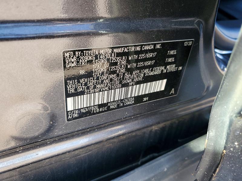 Aukcja sprzedaży 2021 Toyota Rav4, vin: 2T3H1RFV4MC110088, numer aukcji: 64589606