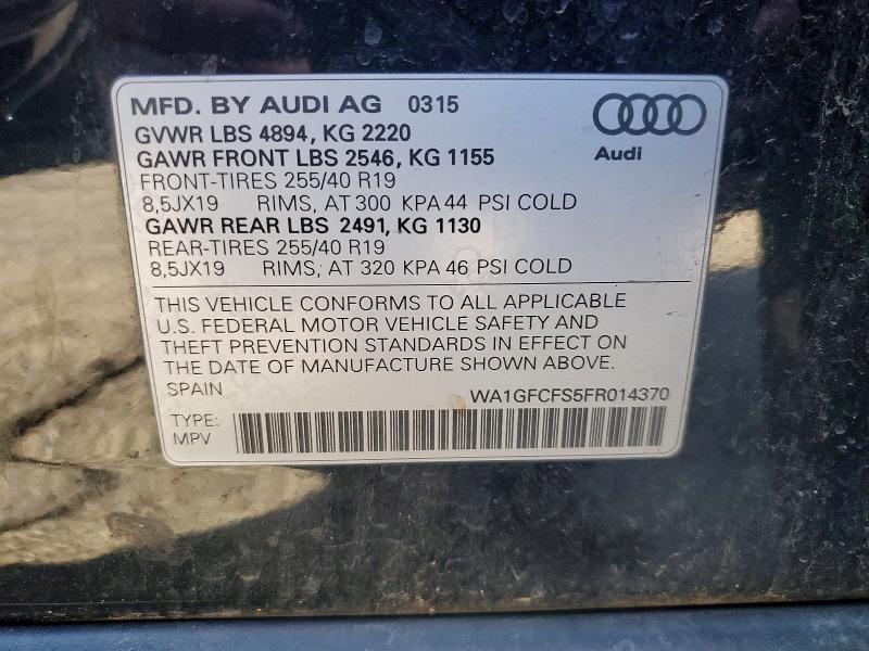Aukcja sprzedaży 2015 Audi Q3, vin: WA1GFCFS5FR014370, numer aukcji: 67266216