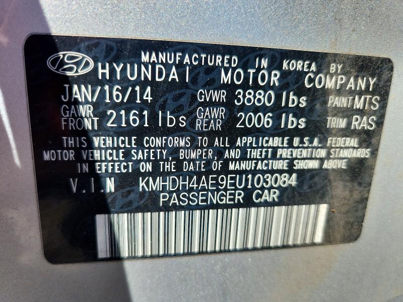 Aukcja sprzedaży 2014 Hyundai Elantra, vin: KMHDH4AE9EU103084, numer aukcji: 62931376