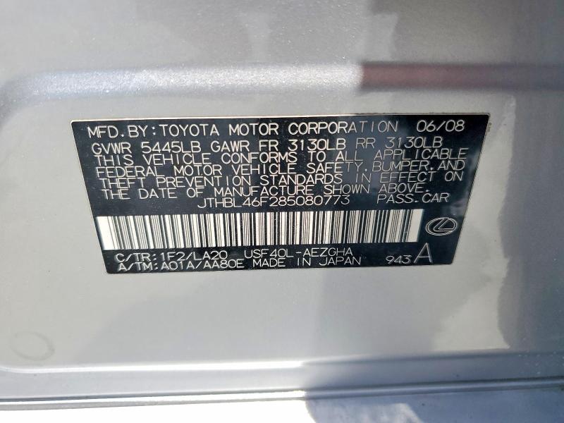 Aukcja sprzedaży 2008 Lexus Ls, vin: JTHBL46F285080773, numer aukcji: 64233946
