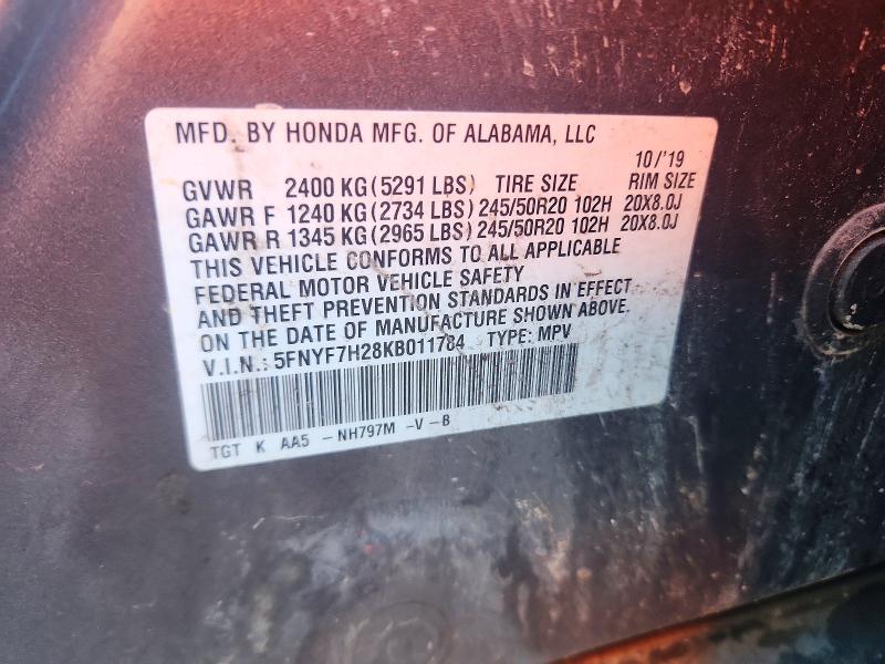 Aukcja sprzedaży 2019 Honda Passport, vin: 5FNYF7H28KB011784, numer aukcji: 67103916