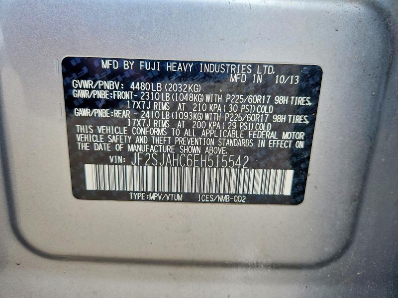 Aukcja sprzedaży 2014 Subaru Forester, vin: JF2SJAHC6EH515542, numer aukcji: 63713906
