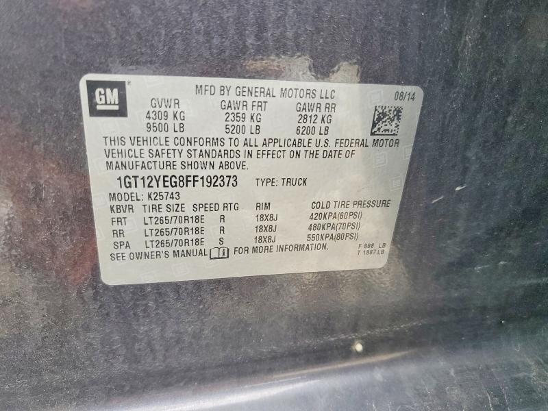 Aukcja sprzedaży 2015 Gmc Sierra, vin: 1GT12YEG8FF192373, numer aukcji: 65122826
