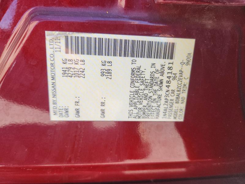 Продажа на аукционе авто 2012 Nissan Altima, vin: 1N4AL2AP3CN484181, номер лота: 63431296