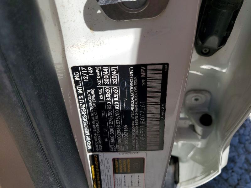 63939286 :رقم المزاد ، 4JGDF6EE1JB072561 vin ، 2018 Mercedes-benz Gls مزاد بيع