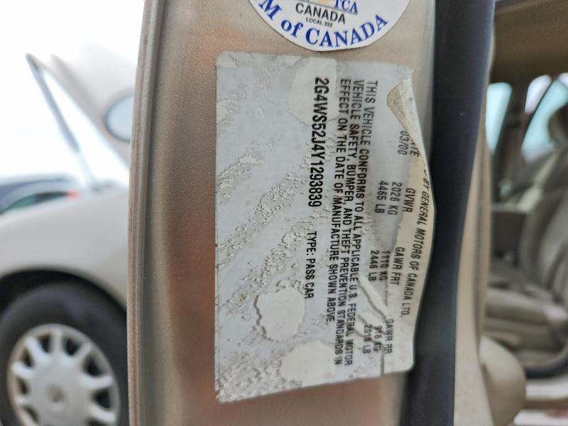 2000 Buick Century მანქანა იყიდება აუქციონზე, vin: 2G4WS52J4Y1293839, აუქციონის ნომერი: 67002886