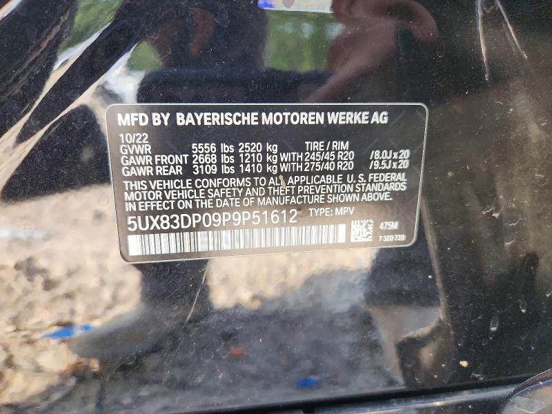 66130446 :رقم المزاد ، 5UX83DP09P9P51612 vin ، 2023 Bmw X3 مزاد بيع