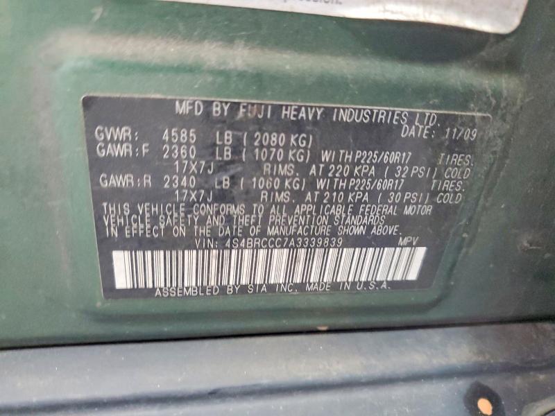 Продажа на аукционе авто 2010 Subaru Outback, vin: 4S4BRCCC7A3339839, номер лота: 64895496