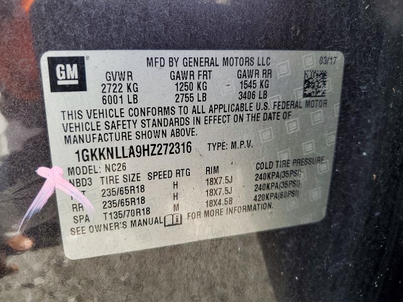 Aukcja sprzedaży 2017 Gmc Acadia, vin: 1GKKNLLA9HZ272316, numer aukcji: 64756906
