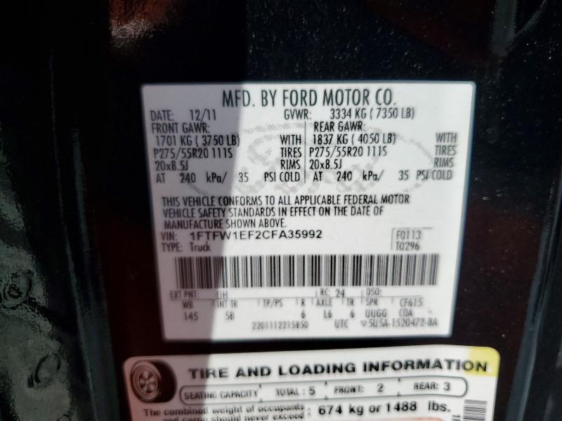 Aukcja sprzedaży 2012 Ford F150, vin: 1FTFW1EF2CFA35992, numer aukcji: 64447396