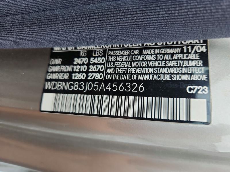 63206446 :رقم المزاد ، WDBNG83J05A456326 vin ، 2005 Mercedes-benz S مزاد بيع