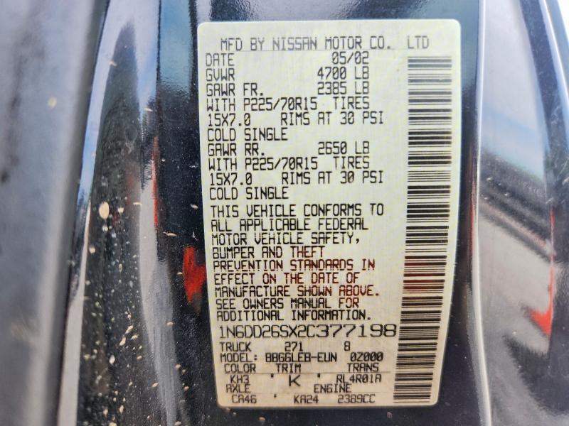 2002 Nissan Frontier მანქანა იყიდება აუქციონზე, vin: 1N6DD26SX2C377198, აუქციონის ნომერი: 64249346
