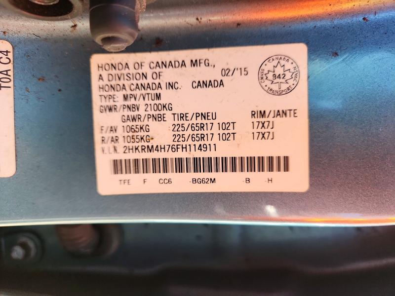 Продаж на аукціоні авто 2015 Honda Cr-v, vin: 2HKRM4H76FH114911, номер лоту: 63392166