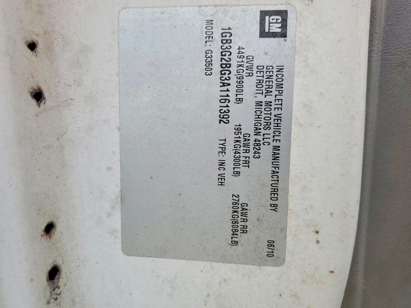 64288626 :رقم المزاد ، 1GB3G2BG3A1161392 vin ، 2010 Chevrolet Express G3500 مزاد بيع