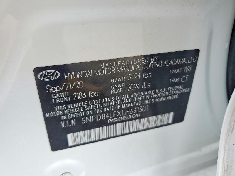 62984706 :رقم المزاد ، 5NPD84LFXLH631301 vin ، 2020 Hyundai Elantra مزاد بيع
