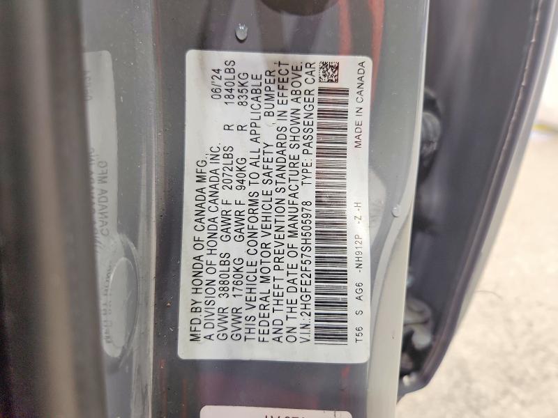 67046506 :رقم المزاد ، 2HGFE2F57SH505978 vin ، 2025 Honda Civic مزاد بيع