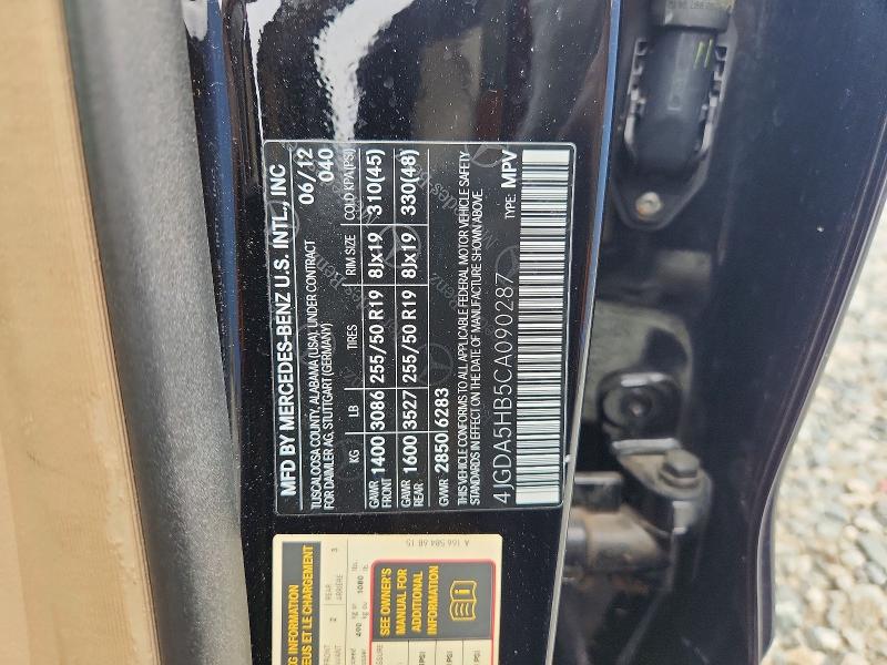 Продаж на аукціоні авто 2012 Mercedes-benz Ml, vin: 4JGDA5HB5CA090287, номер лоту: 66500286