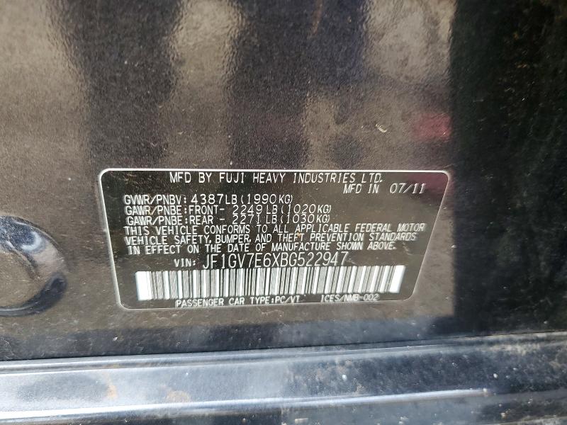 Aukcja sprzedaży 2011 Subaru Impreza, vin: JF1GV7E6XBG522947, numer aukcji: 66141866