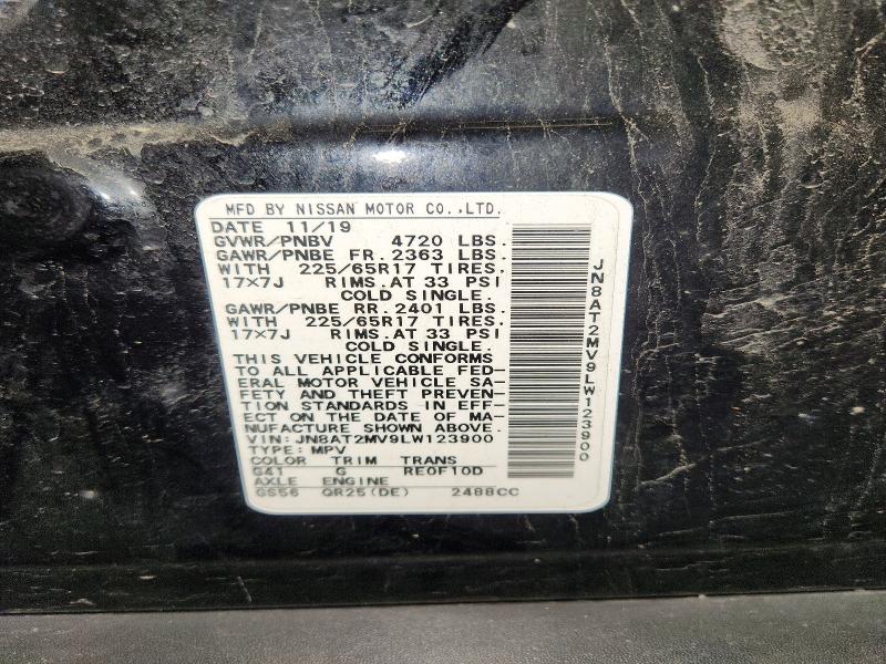 2020 Nissan Rogue მანქანა იყიდება აუქციონზე, vin: JN8AT2MV9LW123900, აუქციონის ნომერი: 63251566
