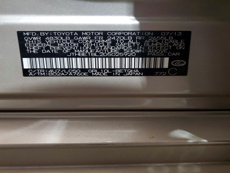 Продажа на аукционе авто 2013 Lexus Gs, vin: JTHBE1BL2D5025920, номер лота: 64537396