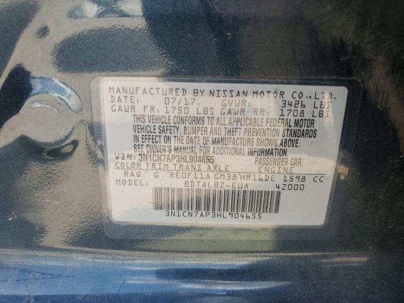 Aukcja sprzedaży 2017 Nissan Versa, vin: 3N1CN7AP3HL904655, numer aukcji: 65182266