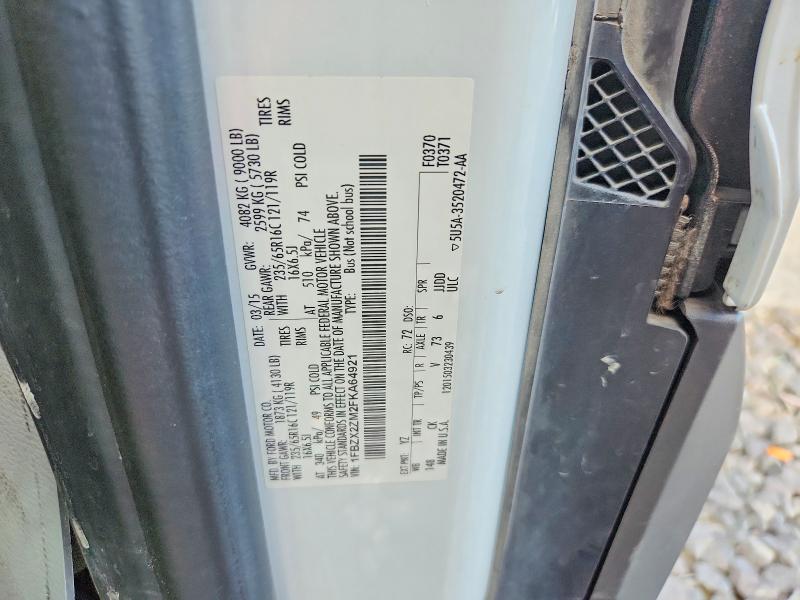 64996386 :رقم المزاد ، 1FBZX2ZM2FKA64921 vin ، 2015 Ford Transit مزاد بيع