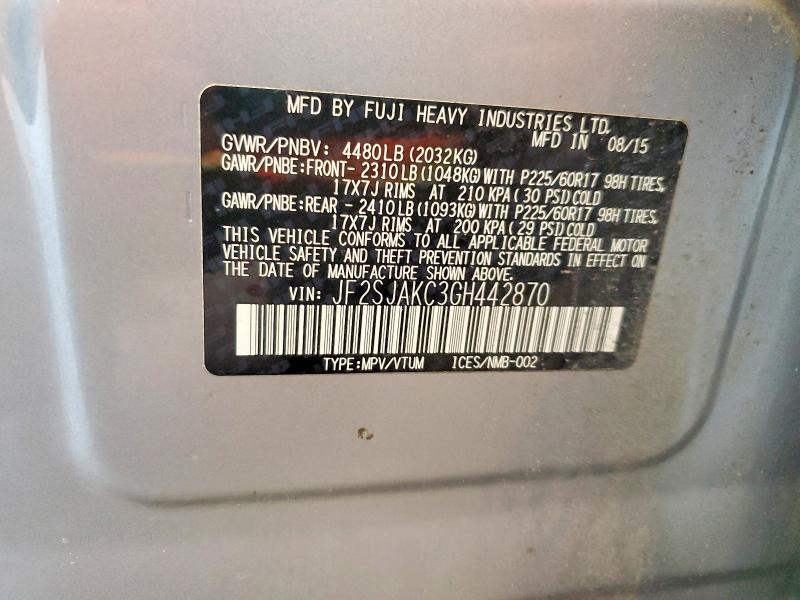 Aukcja sprzedaży 2016 Subaru Forester, vin: JF2SJAKC3GH442870, numer aukcji: 66449456