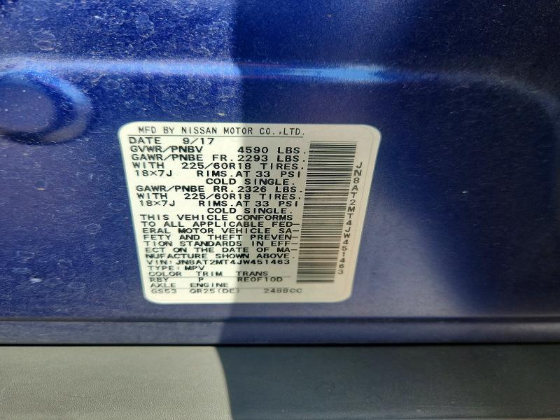2018 Nissan Rogue მანქანა იყიდება აუქციონზე, vin: JN8AT2MT4JW451463, აუქციონის ნომერი: 65239416