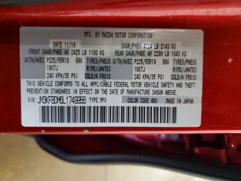 63897296 :رقم المزاد ، JM3KFBDM6L1749956 vin ، 2020 Mazda Cx-5 مزاد بيع