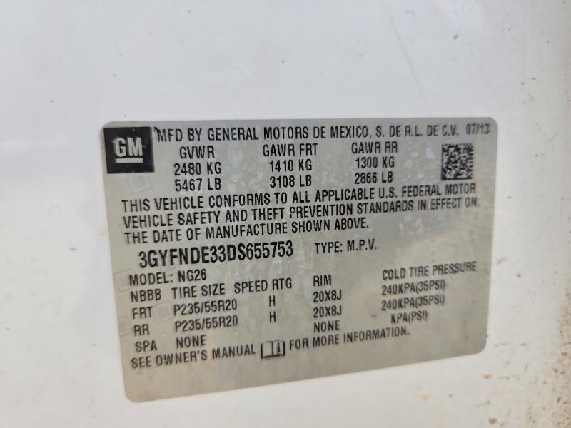 64281496 :رقم المزاد ، 3GYFNDE33DS655753 vin ، 2013 Cadillac Srx مزاد بيع