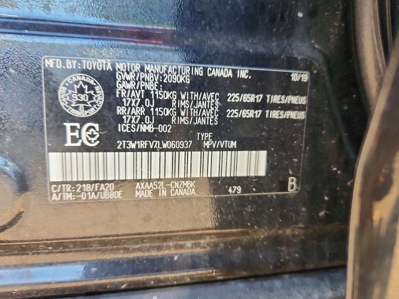 66006676 :رقم المزاد ، 2T3W1RFV7LW060937 vin ، 2020 Toyota Rav4 مزاد بيع