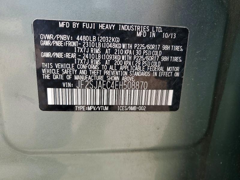 Продаж на аукціоні авто 2014 Subaru Forester, vin: JF2SJAEC4EH508870, номер лоту: 66927346