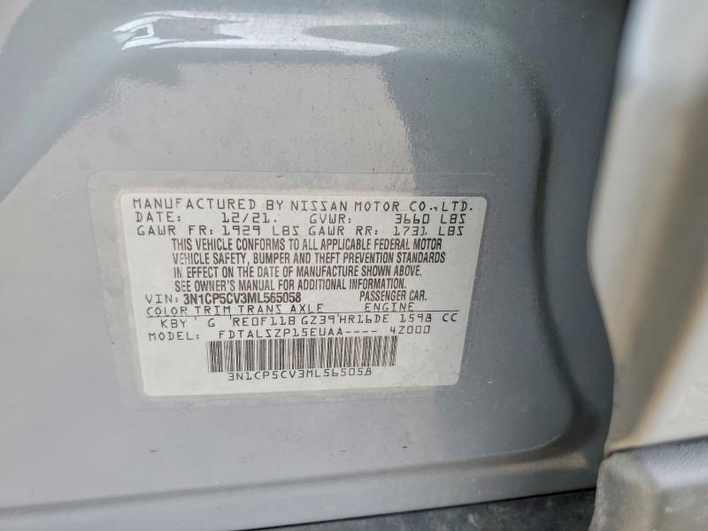 2021 Nissan Kicks მანქანა იყიდება აუქციონზე, vin: 3N1CP5CV3ML565058, აუქციონის ნომერი: 66627026