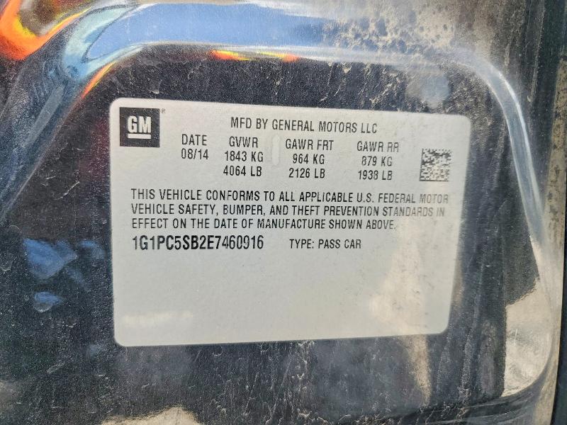 2014 Chevrolet Cruze მანქანა იყიდება აუქციონზე, vin: 1G1PC5SB2E7460916, აუქციონის ნომერი: 65038906