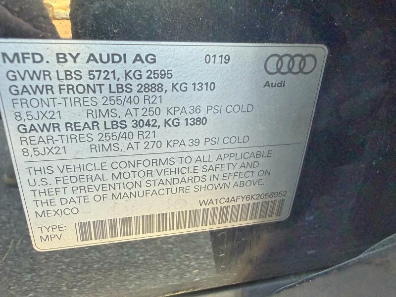 67561836 :رقم المزاد ، WA1C4AFY6K2056952 vin ، 2019 Audi Sq5 مزاد بيع
