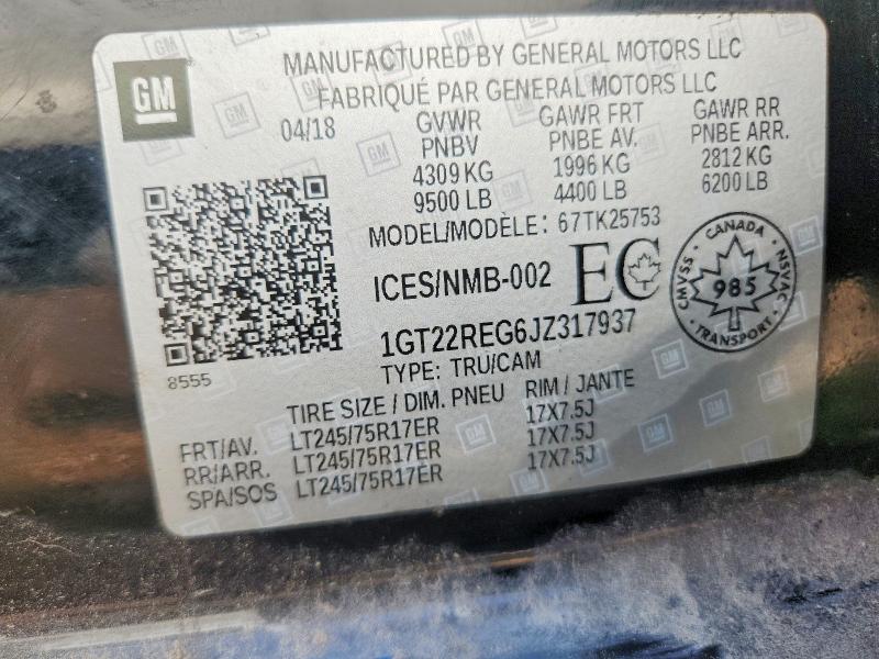 Aukcja sprzedaży 2018 Gmc Sierra, vin: 1GT22REG6JZ317937, numer aukcji: 64389106