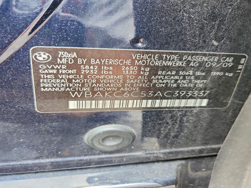 Продажа на аукционе авто 2010 Bmw 750, vin: WBAKC6C53AC393337, номер лота: 65474576