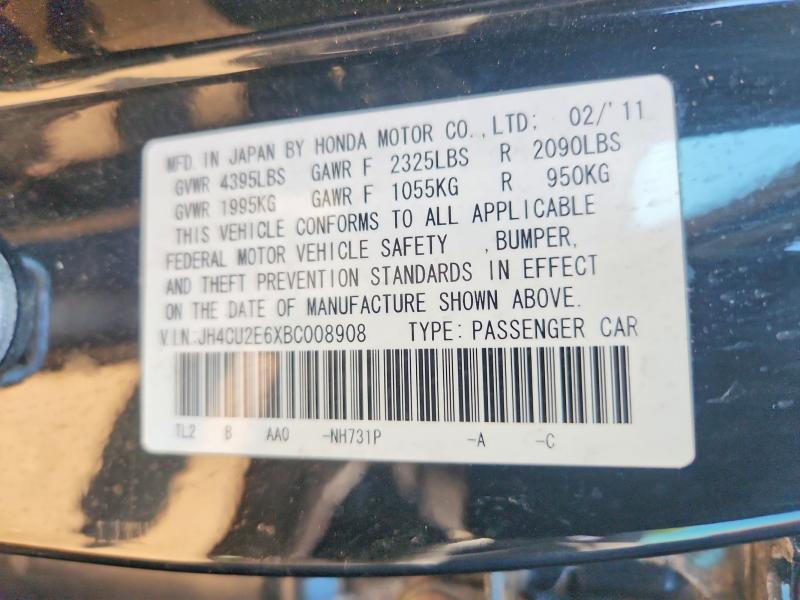 66044006 :رقم المزاد ، JH4CU2E6XBC008908 vin ، 2011 Acura Tsx مزاد بيع